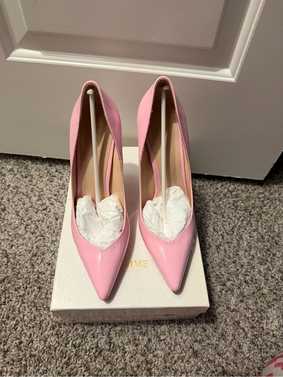 Femme LA Shoes - Classic Pink Patent Pointed-Toe Pumps